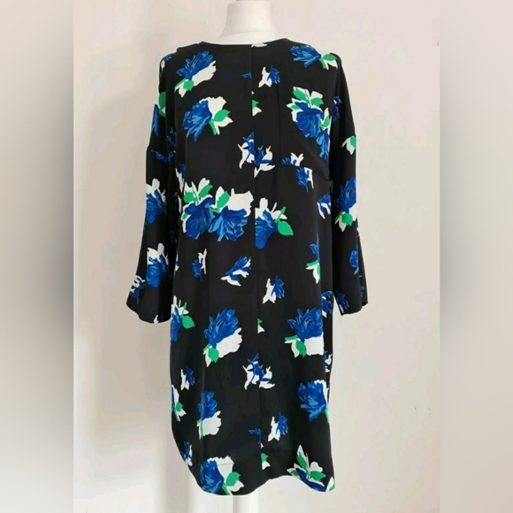 Warehouse Dresses & Skirts - Warehouse black floral tunic dress size 10 3/4 sleeves patterned